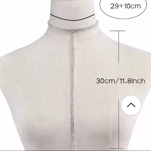 3/$30 Double Long Silver Sparkling Choker Necklace - Picture 2 of 5